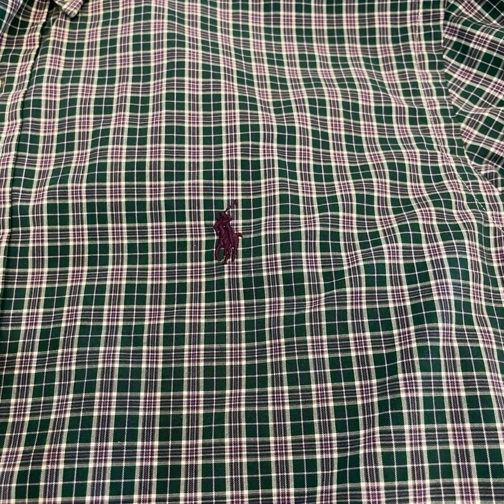 Polo Ralph Lauren Mens Custom Fit Plaid Button Down Shirt Navy Purple Large